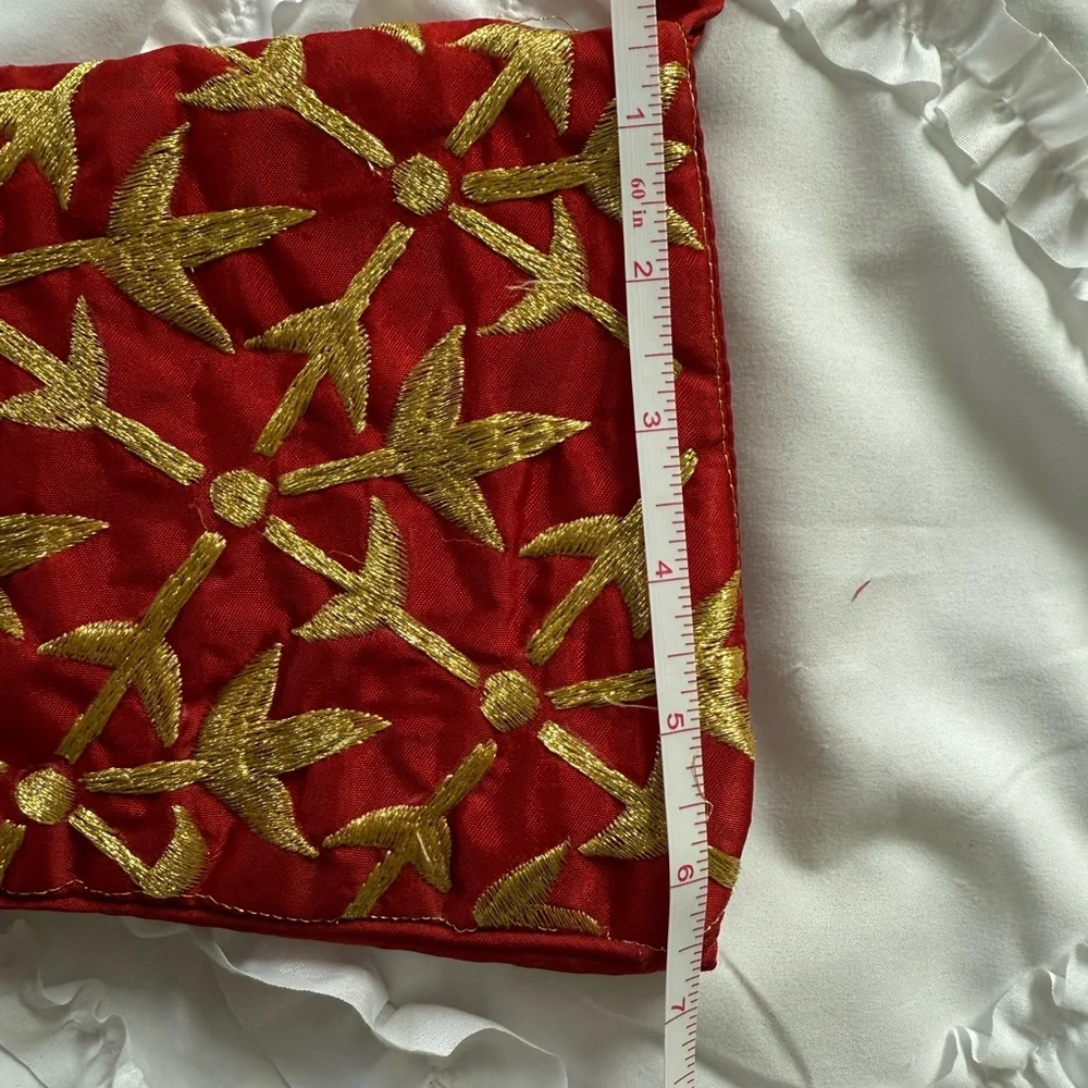 Red and Gold Embroidered Christmas Stockings set of 2